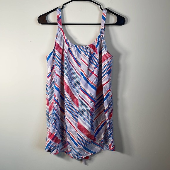 Cabi‎ #5230 Inline Print White Red & Blue Striped Tassel Tank Top Size S - Picture 5 of 9